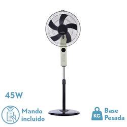 Ventilador De Pie Circus Beis/negro 3vel 45w Regx43x40cm Oscilante 5asp.c/ Remoto Y Temporizador