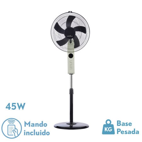 Ventilador De Pie Circus Beis/negro 3vel 45w Regx43x40cm Oscilante 5asp.c/ Remoto Y Temporizador