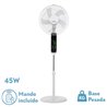 Ventilador De Pie Rodium Blanco 3vel 45w Regx43x40cm Oscilante 5asp.tactil C/remoto Y temporizador