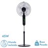 Ventilador De Pie Rodium Negro 3vel 45w Regx43x40cm  Oscilante 5asp.tactil C/remoto Y Temporizador