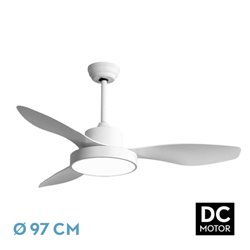 Ventilador Dc Hayate 24w 2650lm Blanco 3asp 6vel 97d 3000-4000-6000k Remoto,memoria Y Temporizador