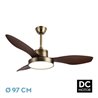 Ventilador Dc Hayate 24w 2650lm Cuero/roble 3aspas 97d 6vel 3000-4000-6000k Remoto,memoria Y Temporizador