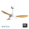 Ventilador Dc Hayate 24w 2650lm Blanco/haya 3aspas 97d 3000-4000-6000k Remoto,memoria Y Temporizador