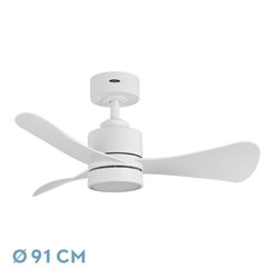 Ventilador Dc Zepelin 18w 1900lm Blanco 3aspas 91d 3000-4000-6500K Remoto,memoria Y Temporizador