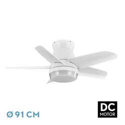 Ventilador Dc Neutron 24w 2400lm Blanc 5 Aspas 91d  3000k,4500k,6000k, Remoto+temporizador+memoria