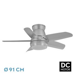 Ventilador Dc Neutron 24w 2400lm Plata 5 Aspas 91d  3000k,4500k,6000k, Remoto+temporizador+memoria