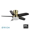 Ventilador Dc Neutron 24w 2400lm Cuero/negro 5aspas 91d 3000k,4500k,6000k, Remoto+temporizador+memoria