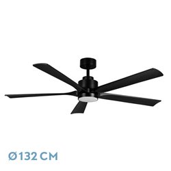 Ventilador Dc Cairo 24w 2400lm Negro 5aspas 132d  3000k,4500k,6000k Remoto+temporizador+memoria