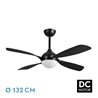 Ventilador Dc Livorno 30w 3250lm Negro 132d 4aspas 3000k,4500k,6000k, Remoto+ Temporizador+ Memoria