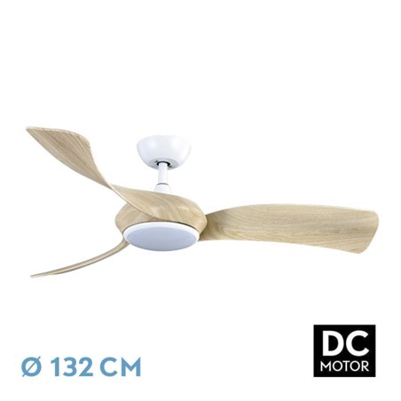 Ventilador Dc Cerdeña 30w 2950lm Blanco/haya 3aspas 3000k,4500k,6000k Regulable Intensidad+ Remoto+ Temporizador+ Memoria