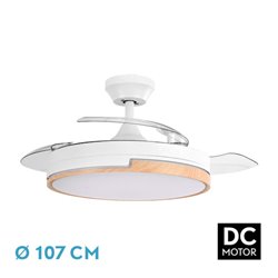 Ventilador Dc 72w Olimpia Blanco/haya 3aspas 107d 6vel 7200lm 3000-4500-6000k Remoto, Memoria Y Temporizador 24