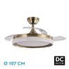 Ventilador Dc Zenit Cuero 72w 3aspas Desplegables 107d 7200lm 6vel 3000k,4500k,6000k, Remoto+temporizador+memoria