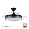 Ventilador Dc Escarcha Negro/gris 72w 3aspas Desplegables 107d 7200lm 6vel 3000k,4500k,6000k, Remoto+temporizador+memoria