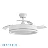 Ventilador Dc Cerrato Blanco 72w 3aspas Desplegables 107d 7200lm 6vel 3000k,4500k,6000k, Remoto+temporizador+memoria