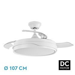 Ventilador Dc Tempano Blanco 72w 3aspas 107d 7200lm 6vel 3000k,4500k,6000k, Remoto+temporizador+memoria