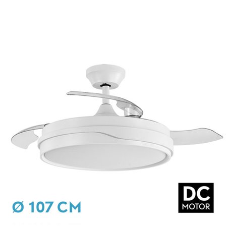 Ventilador Dc Tempano Blanco 72w 3aspas 107d 7200lm 6vel 3000k,4500k,6000k, Remoto+temporizador+memoria