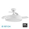 Ventilador Dc Tempano Blanco 72w 3aspas 107d 7200lm 6vel 3000k,4500k,6000k, Remoto+temporizador+memoria