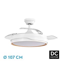 Ventilador Dc Tempano Blanco/haya 72w 3aspas107d 7200lm 6vel 3000k,4500k,6000k, Remoto+temporizador+memoria