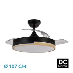 Ventilador Dc 72w Olimpia Negro/madera 3aspas 107d 6vel. 7200lm 3000-4500-6000k Remoto,memoria,temporizador 24