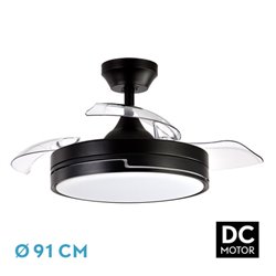 Ventilador Dc 48w Olimpia Negro 3aspas 91d 4800lm 6vel 3000k,4500k,6000k, Remoto+temporizador+memoria