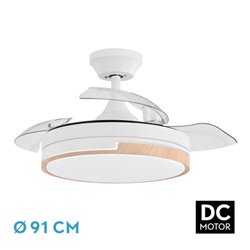 Ventilador Dc 48w Olimpia Blanco/haya 3aspas 91d 4800lm 6vel 3000k,4500k,6000k, Remoto+temporizador+memoria