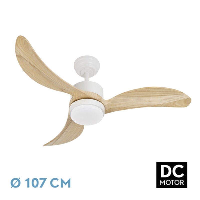 Ventilador Dc Bembezar 24w Blanco 3aspas Haya 107d 2424 Lm3000-4000-6500k Remoto+regulador Intensidad+temporizador+memoria