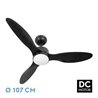 Ventilador Dc Serpa 24w Negro 3aspas 6vel 107d 2424lm 3000-4000-6500k Remoto+regulable Intensidad+temporizador+memoria