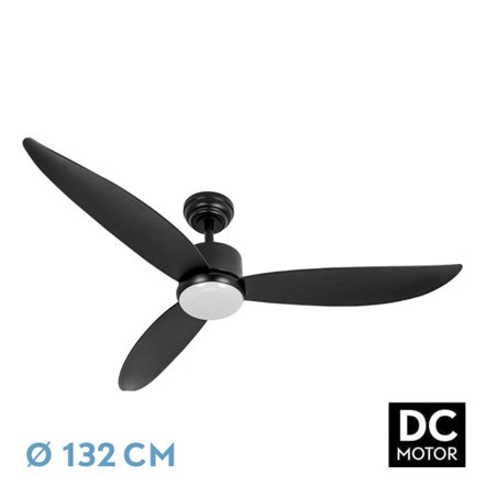 Ventilador Dc Genil 24w Negro 3aspas 6vel 132d 2424lm 3000-4000-6500k Remoto+temporizador+memoria