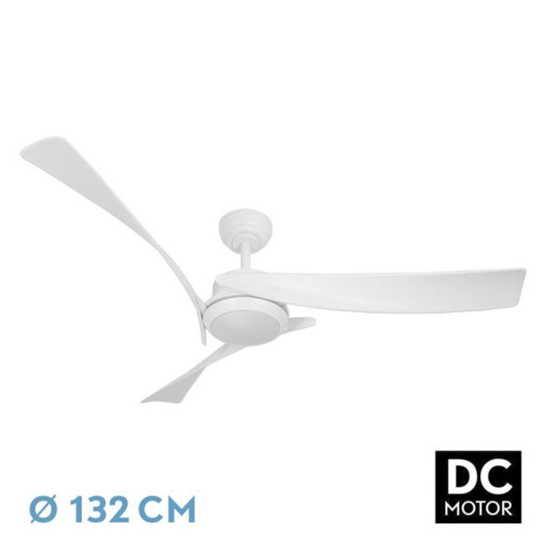 Ventilador Dc Tarento 24w Blanco 3aspas 6ve 132d 2424 Lm 3000-4000-6500k Remoto+regulable Intensidad+temporizador+memoria