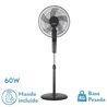 Ventilador De Pie Rayo Gris/negro 3 Vel.60w.5 Asp 43d C/ Remoto Y Temporizador 0,5h-7,5h