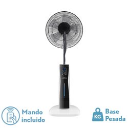 Ventilador De Pie Corvo Blan/negro 3 Vel.75w.5Asp  Nebulizador 125x43x40cm  Remoto Y Temporizador, Tanque De Agua 2l