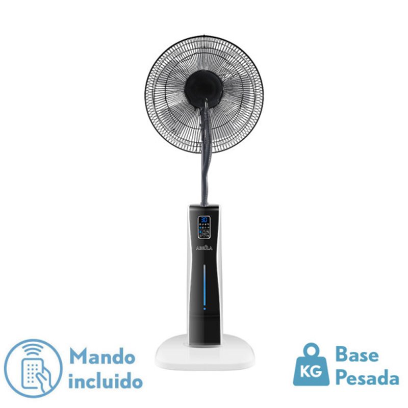 Ventilador De Pie Corvo Blan/negro 3 Vel.75w.5Asp  Nebulizador 125x43x40cm  Remoto Y Temporizador, Tanque De Agua 2l