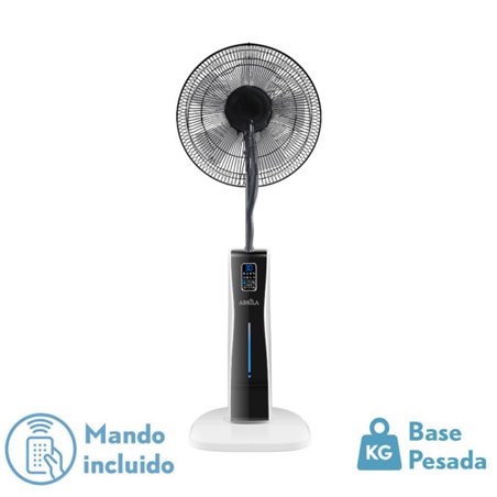 Ventilador De Pie Corvo Blan/negro 3 Vel.75w.5Asp  Nebulizador 125x43x40cm  Remoto Y Temporizador, Tanque De Agua 2l