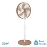 Ventilador De Pie Alcañiz Blanco/haya 3vel.50w.5aspas Oscilante Y Rotatorio Regx45x39cm