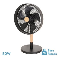 Ventilador Sobremesa Falcon Negro/haya 3vel.45w 5 Asp. Oscilante Y Rotatorio 59x35x28cm