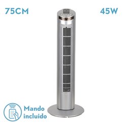 Ventilador De Torre Orbigo Plata 3vel 45w C/remoto  Oscilante Temporizador 75x27x27cm