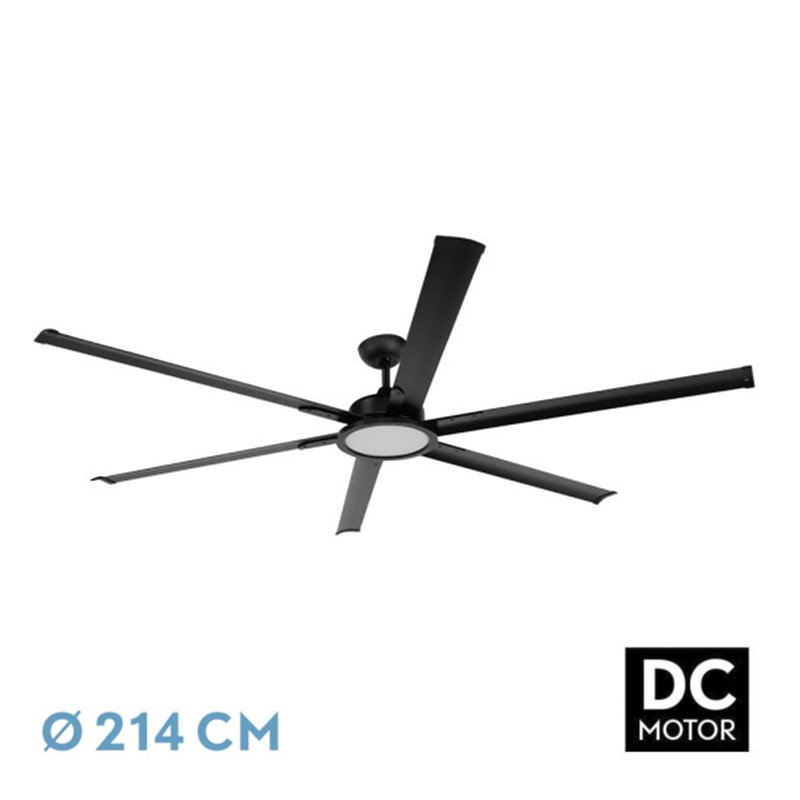 Ventilador Dc Almanzor 24w Negro 6asp.214d Regulable Intensidad 2950lm 3000k,4000k,6000k Remoto+ Temporizador+ Memoria