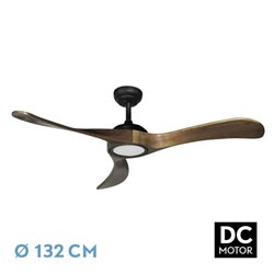 Ventilador Dc Castelo 18w Negro/roble 3aspas 132d Regulable Intensidad 2250lm 3000k,4000k,6000k Remoto+temporizador+memoria