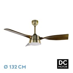 Ventilador Dc Estio 24w Cuero/roble 3aspas132d Regulable Intensidad 2650lm 3000k,4000k,6000k Remoto+temporizador+mamoria