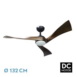 Ventilador Dc Janubi 22w Negro/roble 3aspas132d Regulable Intensidad 2350lm 3000k, 4000k, 6000k Remoto+ Temporizador+ Memoria 24