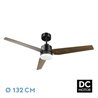 Ventilador Dc Captus 22w Negro 3aspas Negro/roble 132d Reg. Intensidad 2180lm 3000k,4000k,6000k Remoto+ Temporizador+ Memoria