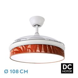 Ventilador Dc Moda 72w Blanco/hoja Caldera 108d 3aspas 7200lm 3000k,4000k,6000k Remoto+memoria+temporizador