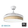 Ventilador Dc Moda 72w Blanco/cañizo Claro 108d 3aspas 7200lm 3000k,4000k,6000k Remoto+memoria+temporizador