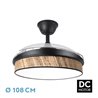 Ventilador Dc Moda 72w Negro/cañizo Oscuro 108d 3aspas 7200lm 3000k,4000k,6000k Remoto+memoria+temporizador