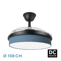 Ventilador Dc Moda 72w Negro/azul 108d 3aspas 7200lm 3000k,4000k,6000k, Remoto+memoria+temporizador