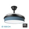 Ventilador Dc Moda 72w Negro/azul 108d 3aspas 7200lm 3000k,4000k,6000k, Remoto+memoria+temporizador