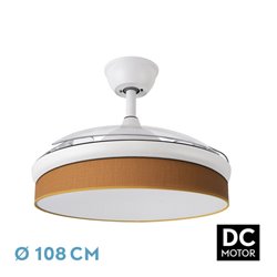 Ventilador Dc Moda 72w Blanco/naranja 108d 3aspas 7200lm 3000-4000-6000k Remoto+memoria+temporizador