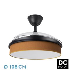 Ventilador Dc Moda 72w Negro/naranja 108d 3aspas 7200lm 3000-4000-6000k Remoto+memoria+temporizador