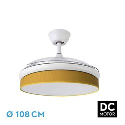 Ventilador Dc Moda 72w Blanco/amarillo 108d 3aspas 7200lm 3000-4000-6000k Remoto+memoria+temporizador