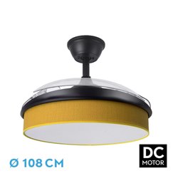 Ventilador Dc Moda 72w Negro/amarillo 108d 3aspas 7200lm 3000-4000-6000k Remoto+memoria+temporizador